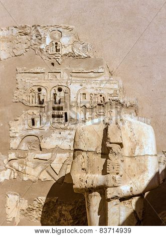Ancient Carvings And Statue In The Medinet Habu Temple - Egypt