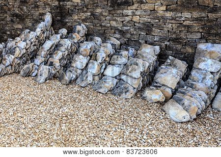 Stack Of Old Stone Roof Tiles Outdoor