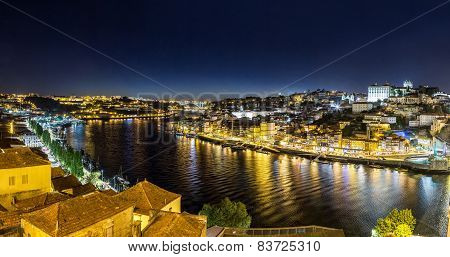 Porto In Portugal At Night