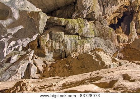 Underground Cave In Laos, With Stalagmites And Stalactites