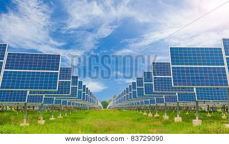 Power Plant Using Renewable Solar Energy With Blue Sky