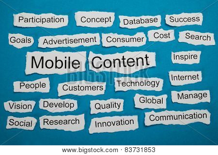 Mobile Content Text On Piece Of Torn Paper