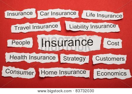 Word Insurance On Piece Of Torn Paper