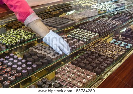 Chocolate Candy In A Store Window