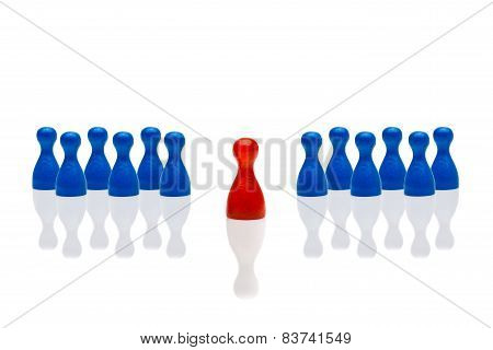 Business Concept Leadership Step Forward Red Multiple Blue