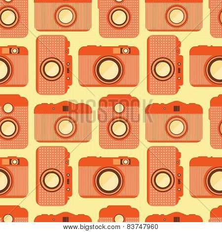 Seamless Pattern With Old Cameras.