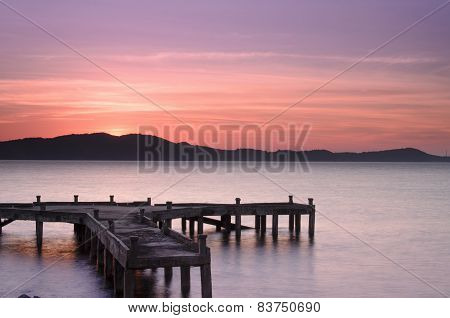 Pier at sunrise, eastern Thailand