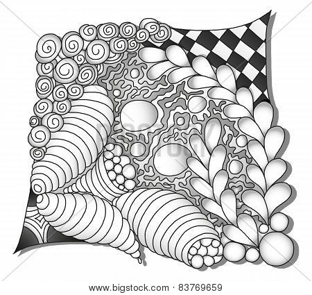 Abstract monochrome zentangle ornamen