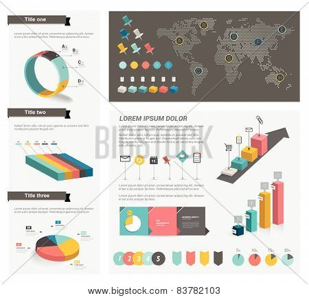 Big set of infographics elements. Charts, diagrams, icons and pointer. Vector.