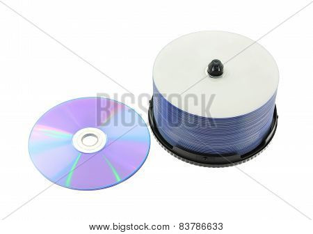 DVD, CD on White Background
