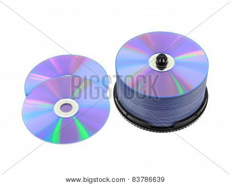 DVD, CD on White Background