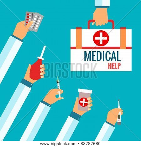 Flat design concepts for medical care