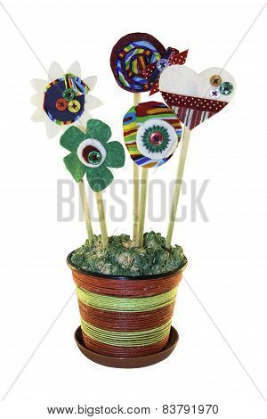 Isolated handmade colorful flowers of the happy