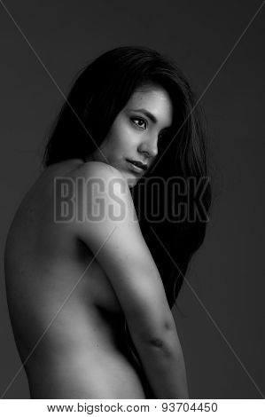 Hispanic model posing nude