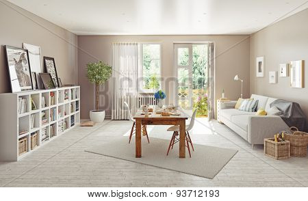 modern interior design. 3D concept