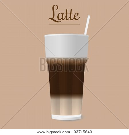 Vector Glass Of Latte