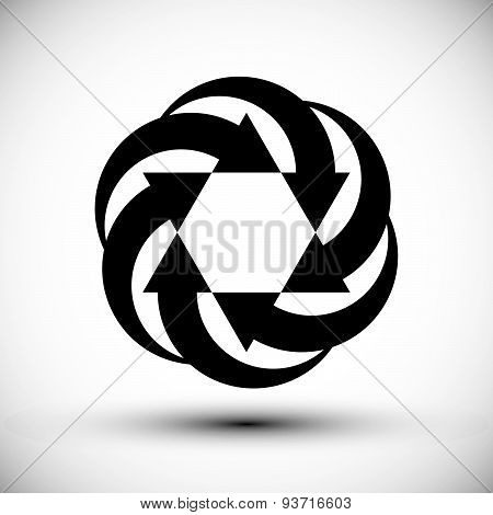 Six arrows loop conceptual icon, abstract new idea vector symbol.