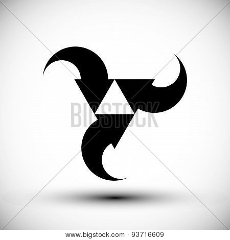 Three arrows loop conceptual icon, special abstract new idea vector symbol.