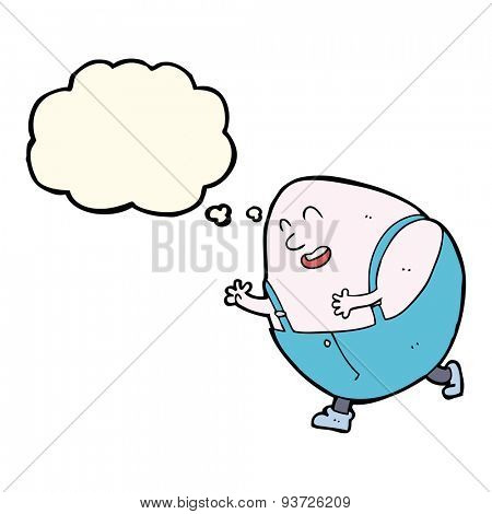 cartoon humpty dumpty egg character with thought bubble