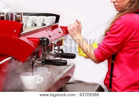 Female bartender in the workplace