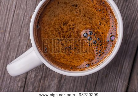 Cup Of Coffee On Wooden Background