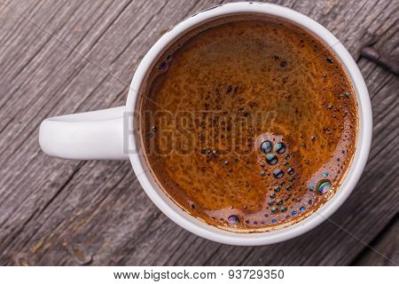 Cup Of Coffee On Wooden Background