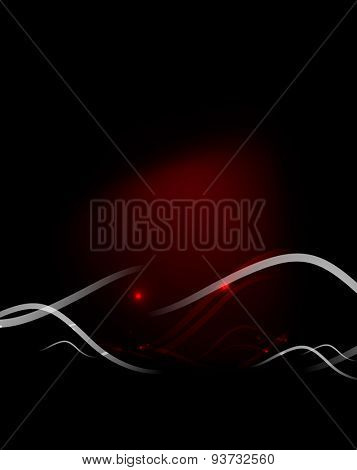 Abstract color glowing lines in dark space with stars and light effects. Futuristic wave background with copyspace for your message