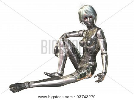 Digital 3D Illustration Of A Female Cyborg