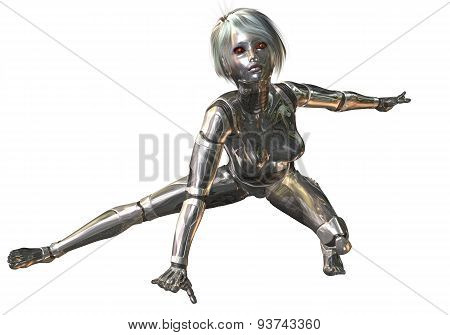 Digital 3D Illustration Of A Female Cyborg