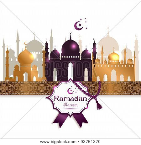 Vector Illustration Arabic Ramadan Kareem Frame, Design Celebratory Illustration With  Mosgue