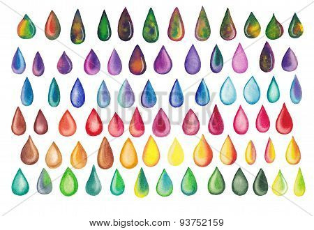 Colorful rainbow drops set