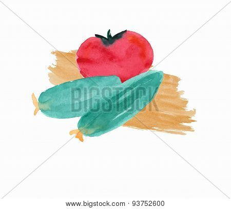 Organic Vegetables Tomato And Cucumber Salad For Vegetarian