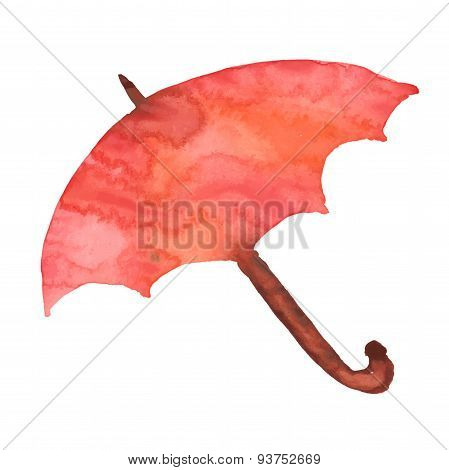 Watercolor Red Umbrella Shelter From The Rain