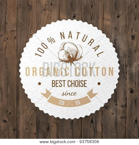Organic cotton round label with type design