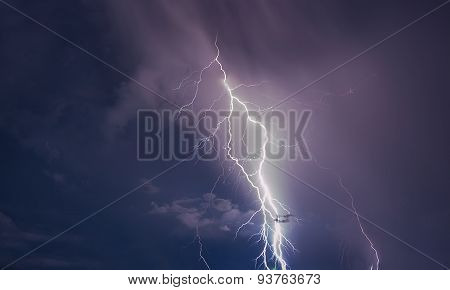 Beautiful thunderstorm with lightning bolts on Koh Samui, Thailand