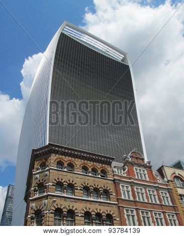 LONDON- 16 JUNE: 20 Fenchurch street is the newest skyscraper to tower over central  london. Its been nicknamed the walkie talkie building, because of its distinctive shape. LONDON, 16 JUNE, 2015.