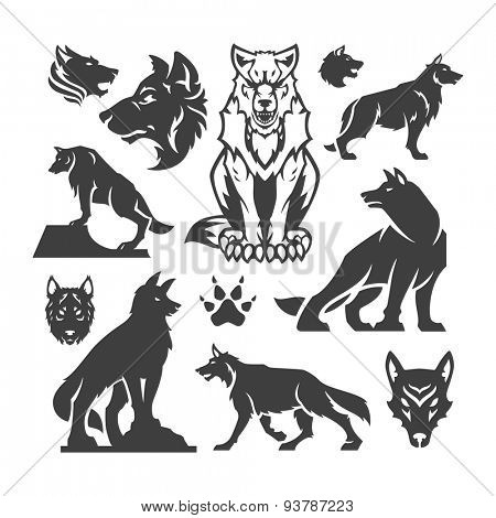 Set Wolfs vector illustrations.