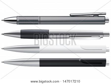 Set of Pens Isolated on White. 3D vector illustration