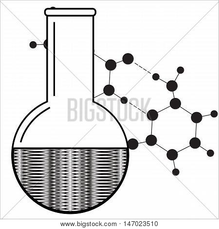 Beaker icon. Chemistry equipment. Abstract laboratory backdrop. Vector illustration.