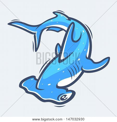 Hammerhead shark underwater sea life vector illustration