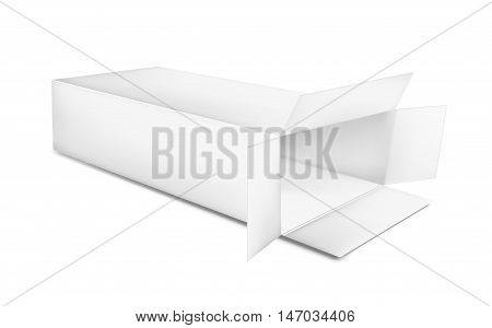White open paper box on white background.