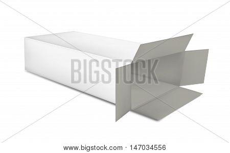 White open paper box on white background.