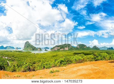 Sa-met-nang-shee view point.The most famous mountain Andaman sea and forest view point in Phang Nga provinceThailand