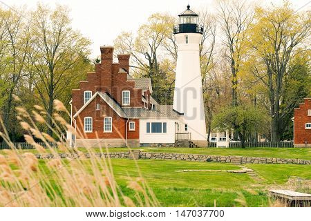 Port Sanilac Lighthouse, built in 1886, Lake Huron, Michigan, USA