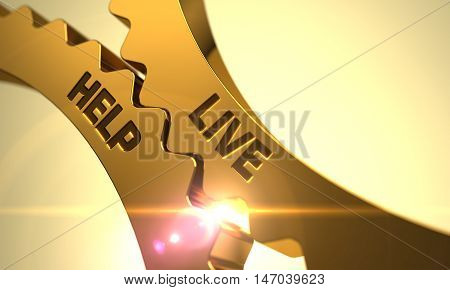 Live Help on the Mechanism of Golden Gears with Lens Flare. 3D.