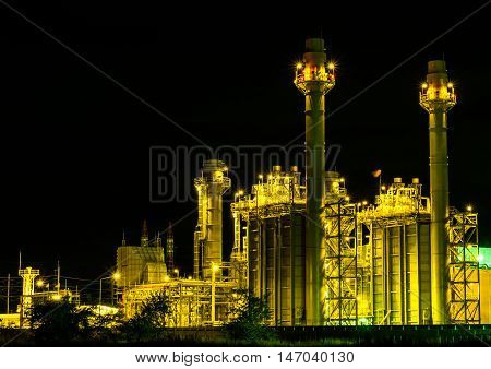 Power plant Working At Night, at Thailand