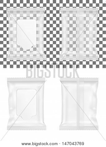 Transparent wet wipes package with flap. Mock up design
