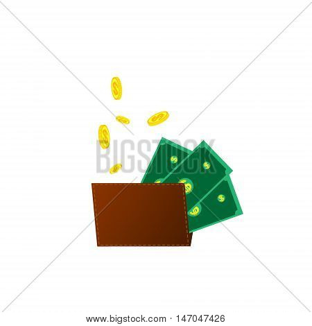 Vector icon of a wallet with money in trendy flat style