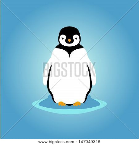young penguin vector illustration style flat front side