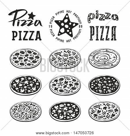 Stock Vector Illustration Of Pizza Varieties